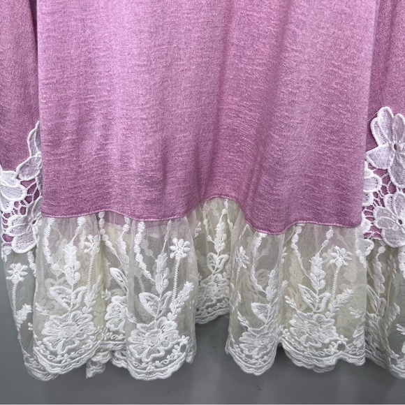 Umgee Pink Floral Lace Tunic Tank top Size Large - Picture 9 of 12